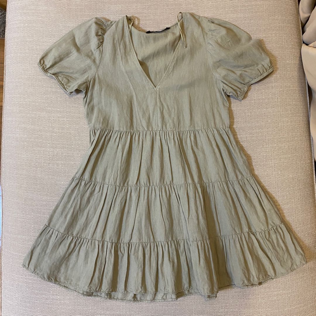 Zara Linen Babydoll Dress, Women's Fashion, Dresses & Sets, Dresses on