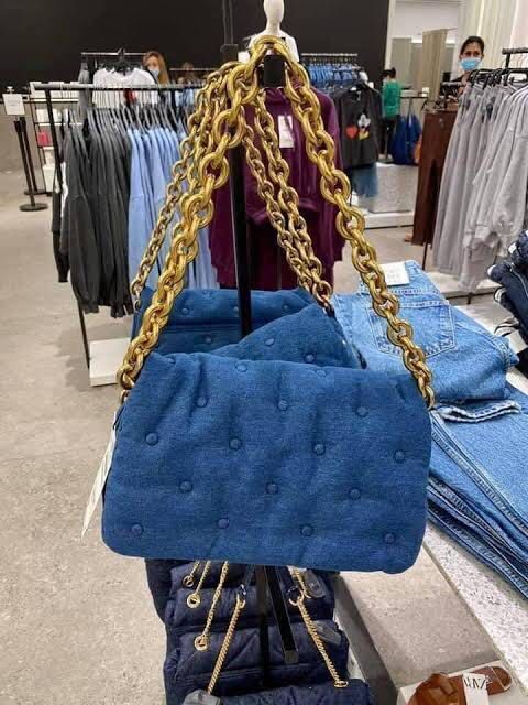 Zara quilted hotsell denim bag