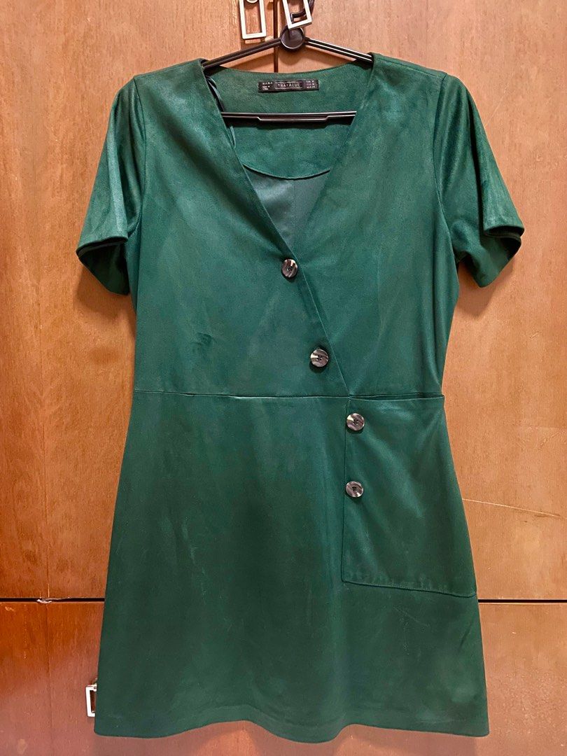 Zara green shop suede dress
