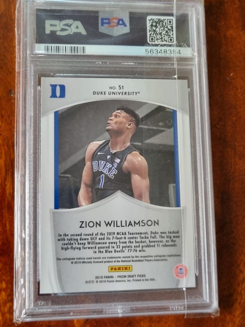 Zion Williamson RC Graded Slab PSA 9 Panini Crusade Prizm Draft Picks (Category: Graded Singles) located in Silang. Submitted by samflores2k4t7 (Listing ID 1202786554, Image 2). Description: For sale 2019 RC Panini Crusade Prizm Draft Picks #51 Zion "Boy Kaldag" Williamson PSA 9 Graded slab.