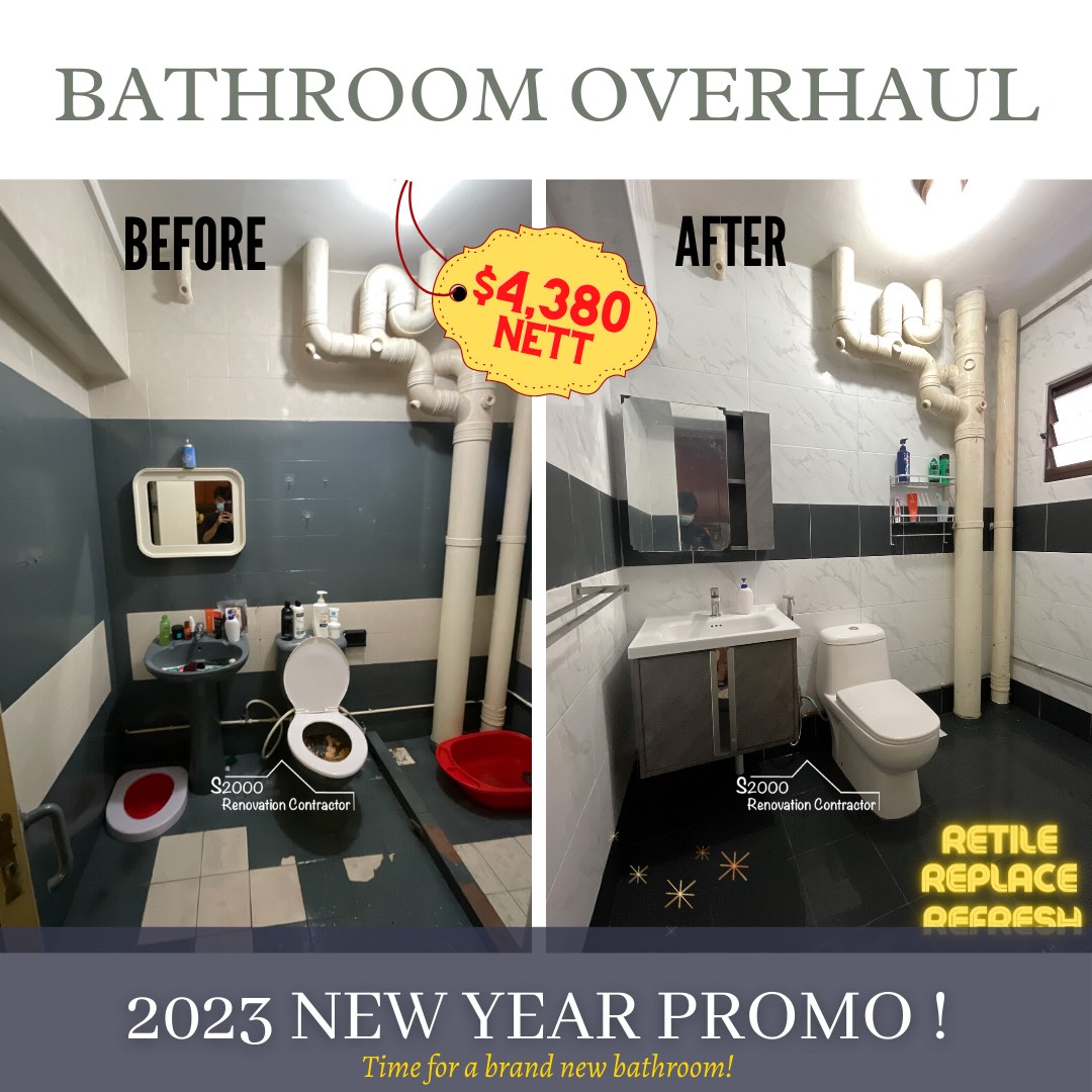 2023 New Year New Bathroom Promo! HDB Full Toilet Package Retile