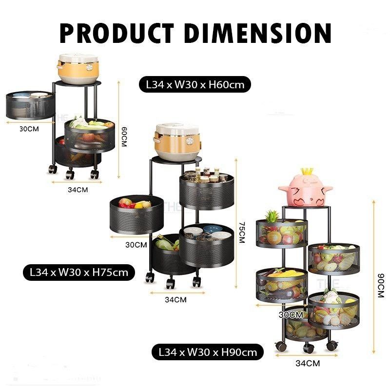 3/4/5 Layers Trolley Rack Kitchen Rack Vegetable Rotating Rack, TV ...