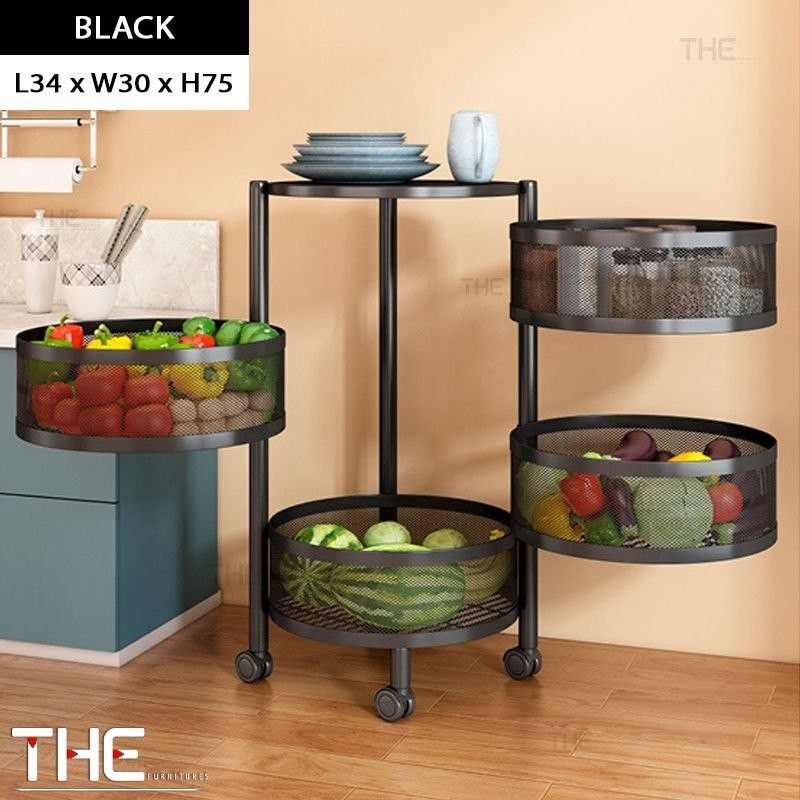 3/4/5 Layers Trolley Rack Kitchen Rack Vegetable Rotating Rack, TV ...