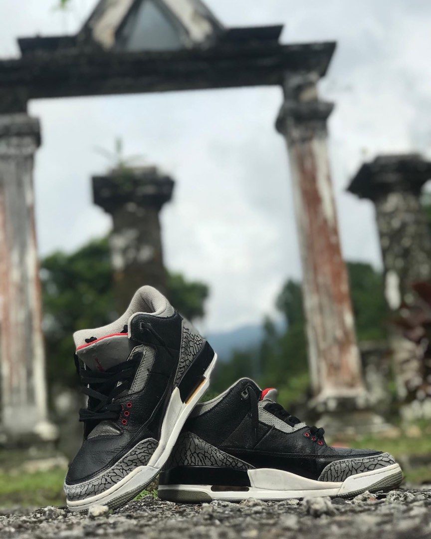 Air Jordan 3 Black Cement Men s Fashion Footwear Sneakers on