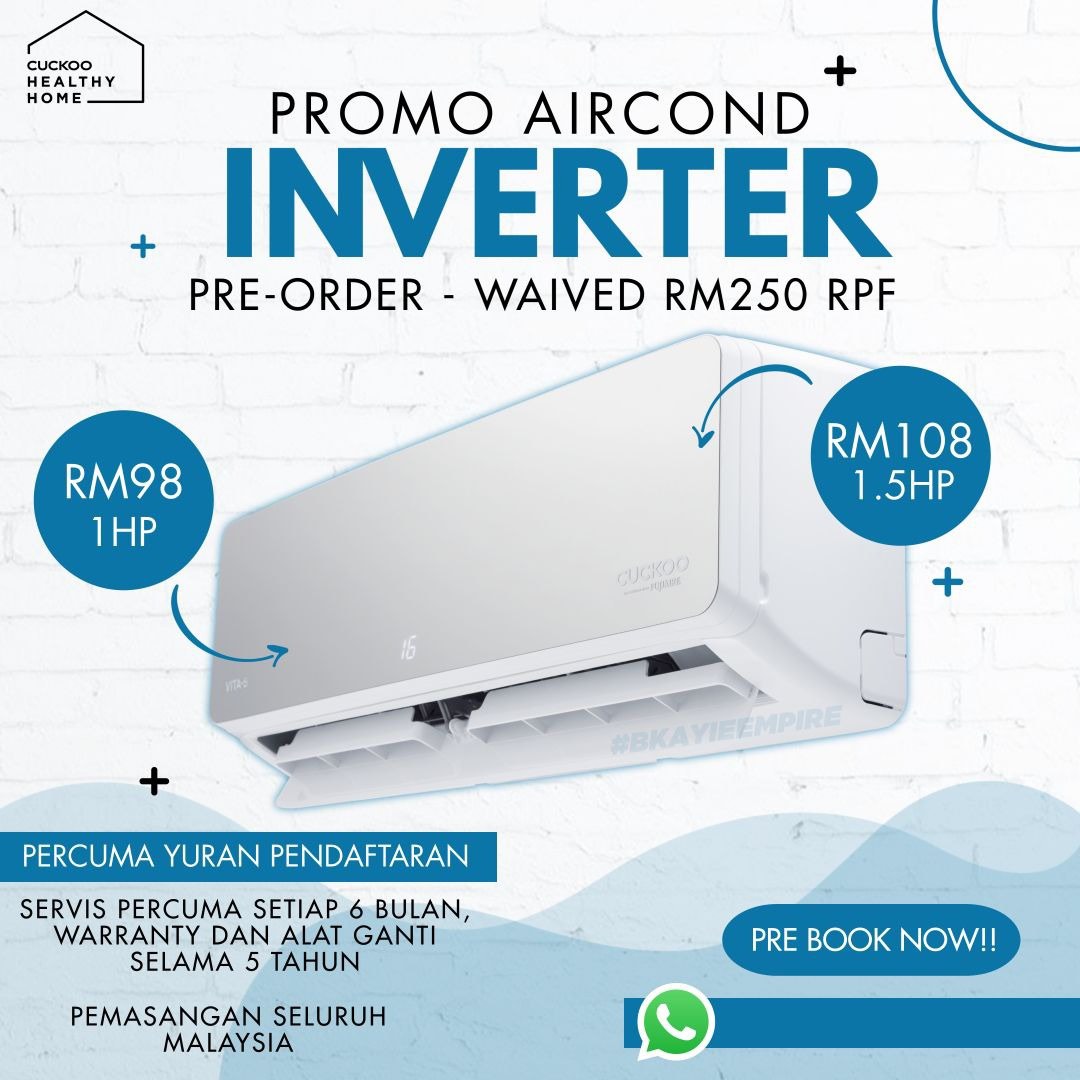 Aircond inverter jimat elektrik serendah RM98, TV & Home Appliances