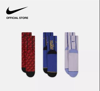 AUTHENTIC NIKE 3 PAIRS EVRY PLUS LIGHTWEIGHT ANKLE ONE QUARTER SOCKS - MULTICOLOR