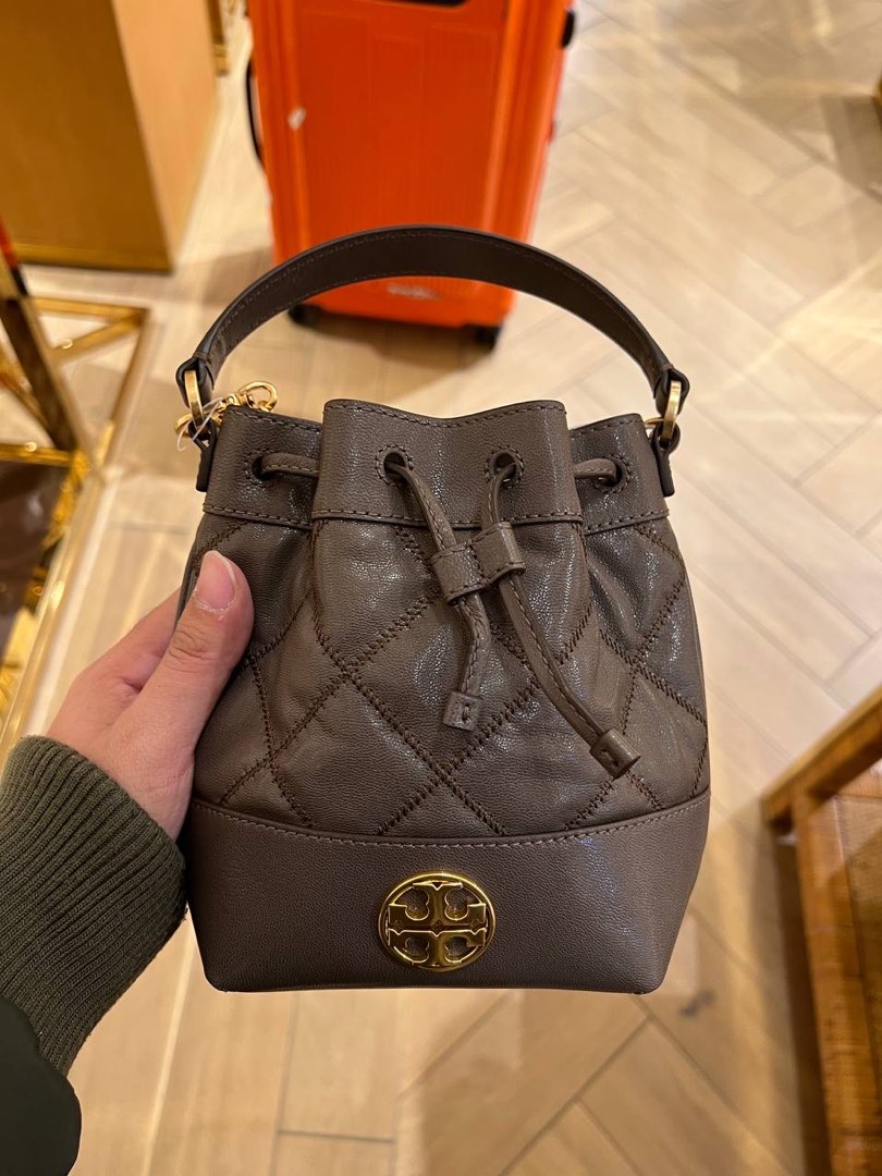 Jual TORY BURCH Willa Glazed Mini Bucket Bag Almond Flour Original