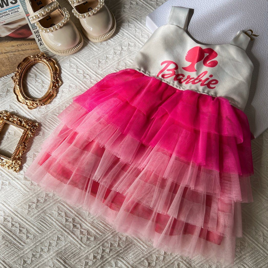 Girl Tutu Dress, Pink Princess Dress, Toddler Photoshoot Dress, Barbie