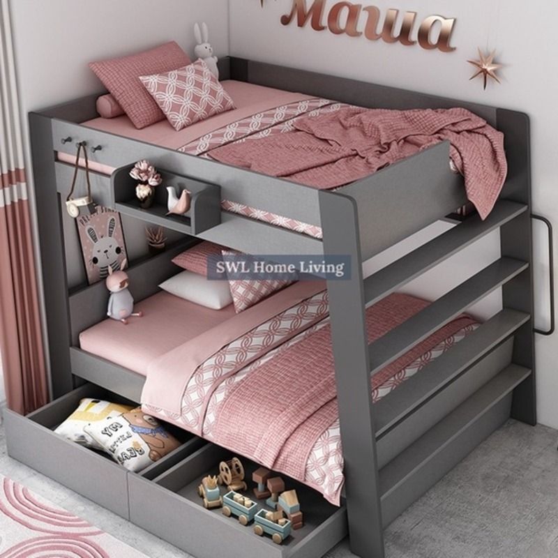 Bed Frame Modern Double Decker Bunk Bed For Kids Adults Queen Bunk