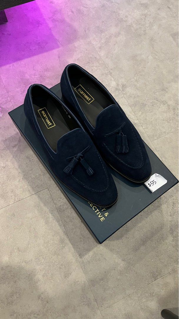 Blue Suede Tassel Loafers