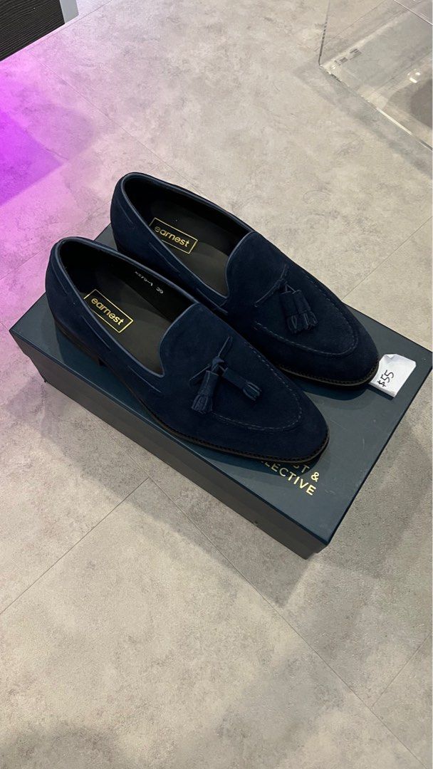 Mens blue suede tassel loafers hotsell