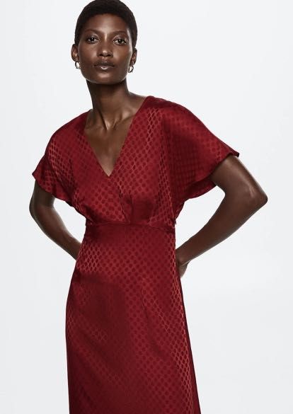 Mango red shop midi dress