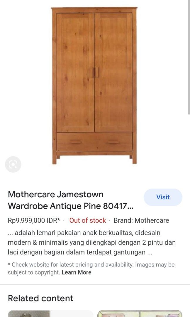 BRAND NEW LEMARI ANAK MOTHERCARE JAMESTOWN WARDROBE MOTHERCARE