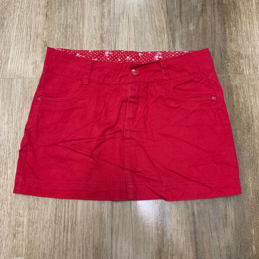 BRANDED red denim skirt, Women's Fashion, Bottoms, Skirts on Carousell