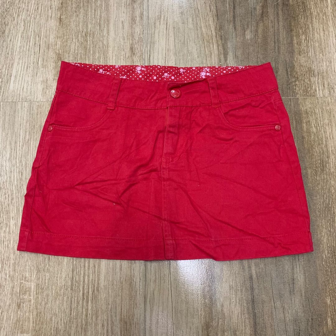 BRANDED red denim skirt, Women's Fashion, Bottoms, Skirts on Carousell
