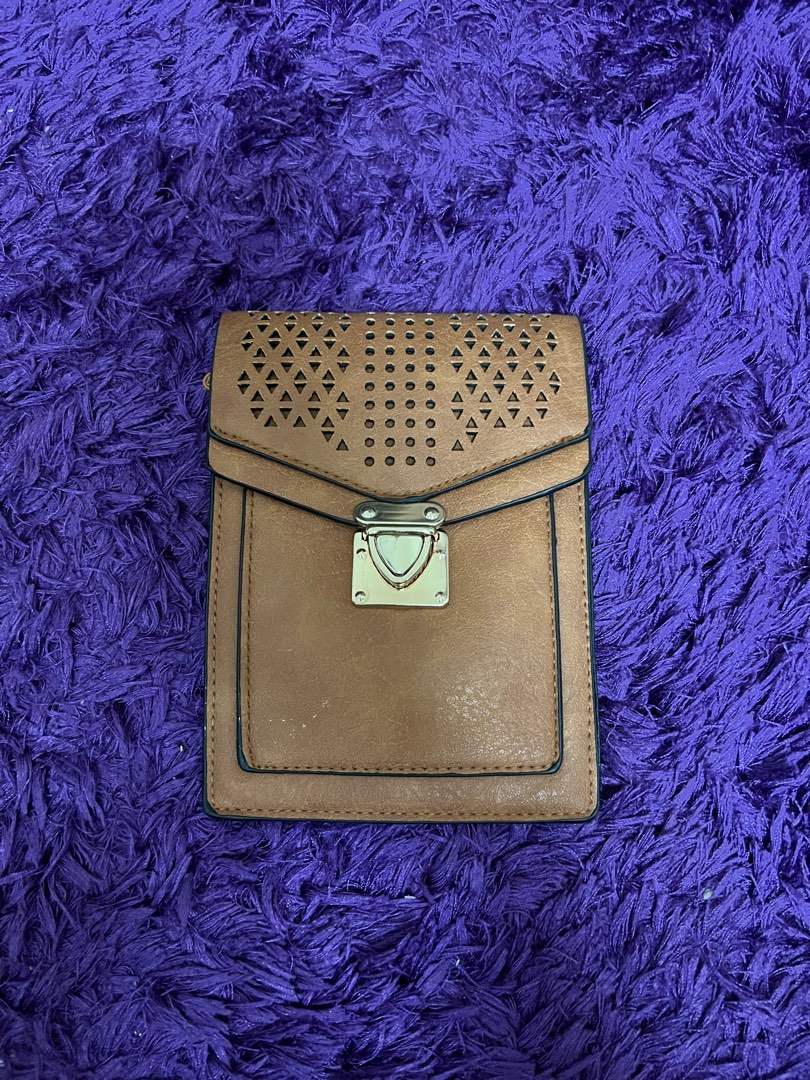 Brown Leather Smallsized Crossbody Bag, Women's Fashion, Bags