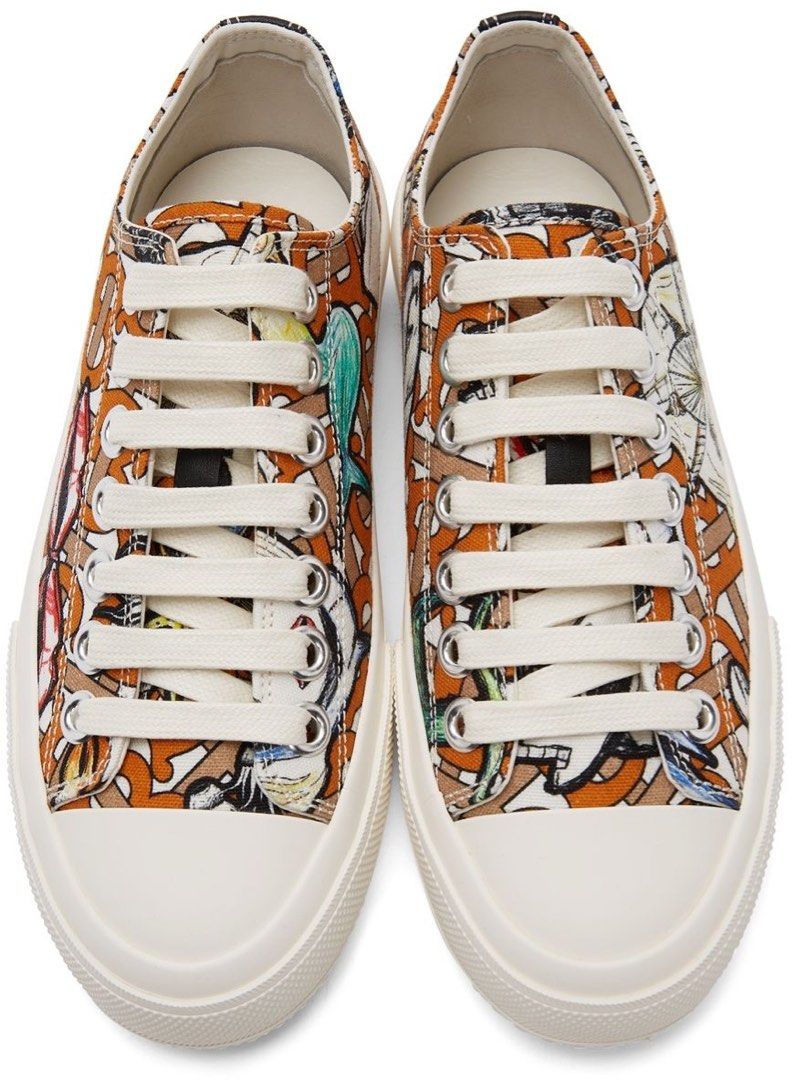 Burberry Larkhall Scribble White/Orange Low Top Sneakers (Authentic),  Women's Fashion, Footwear, Sneakers on Carousell