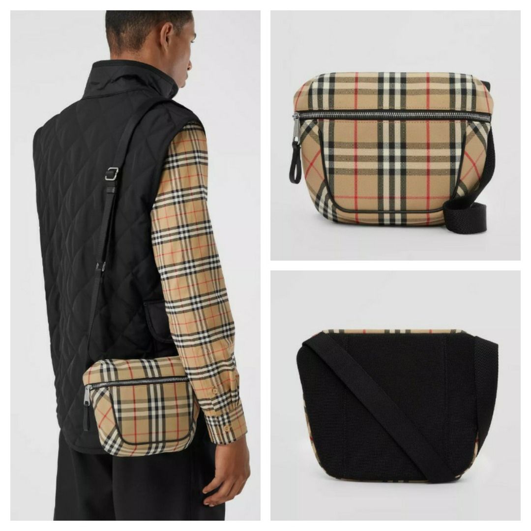 BURBERRY Vintage Check Bonded Cotton Archie Crossbody Bag