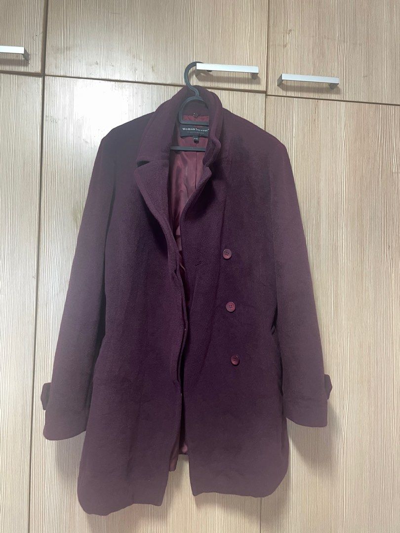 burgundy trench coat, Women's Fashion, Coats, Jackets and Outerwear on ...