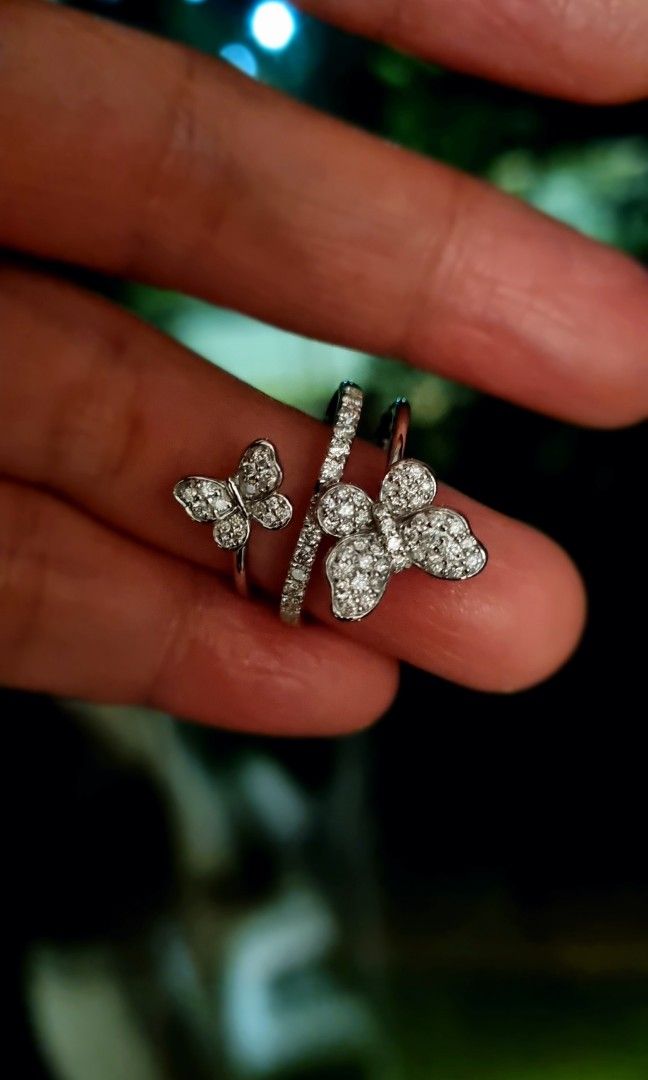 White gold diamond butterfly ring shop