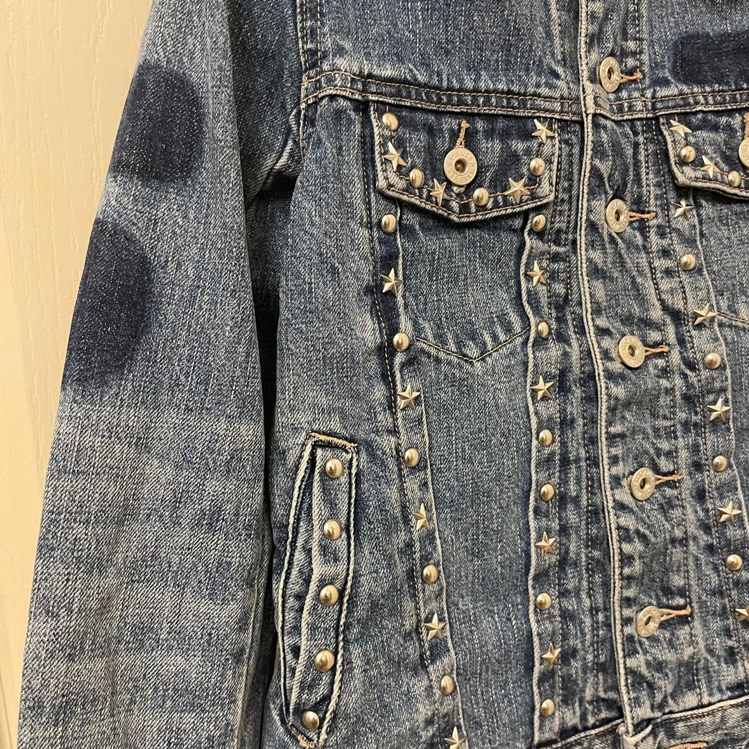 Candy stripper Denim Jacket, 女裝, 外套及戶外衣服- Carousell