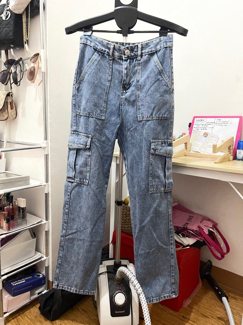 Cargo Pants Denim, Women's Fashion, Bottoms, Jeans on Carousell