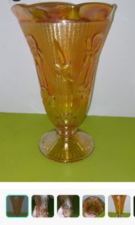 Carnival glass vase iris vintage Jeanette