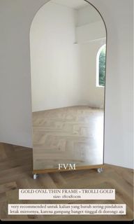 Cermin FVM Troli Gold Oval Thin Frame 180 x 90