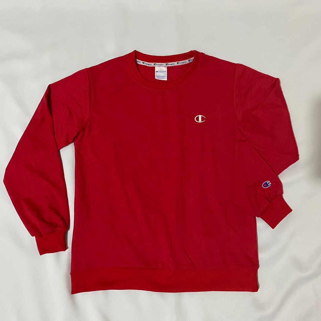 Champion Reverse Weave Crew Neck Sweatshirt In Red