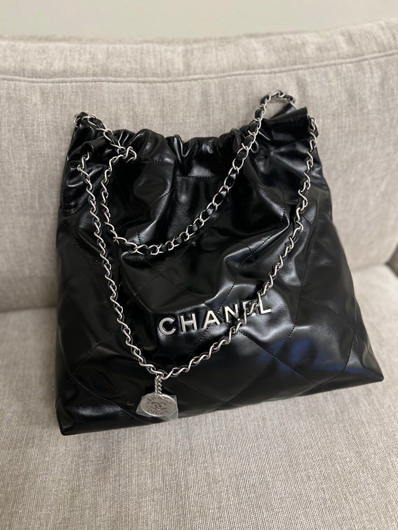 Chanel Black Quilted Calfskin Mini 22 Bag Brushed Silver Hardware, 2023  Available For Immediate Sale At Sotheby's