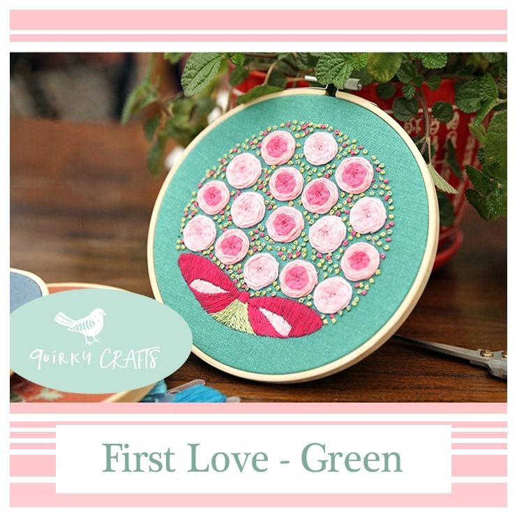 HeartCasa Love Floral Embroidery Kits, Wedding Gift Idea, with Bamboo Hoops  for Beginners