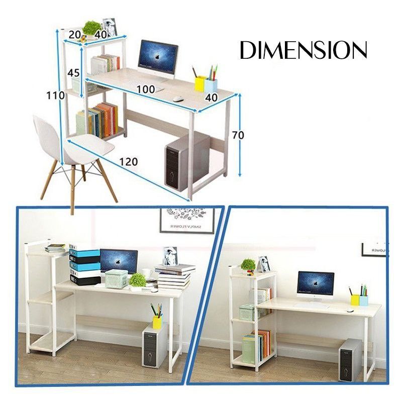 Study Desk Specification Study Deck Writing Desk Office Table With 3 Tiers Side Bookshelf ...
