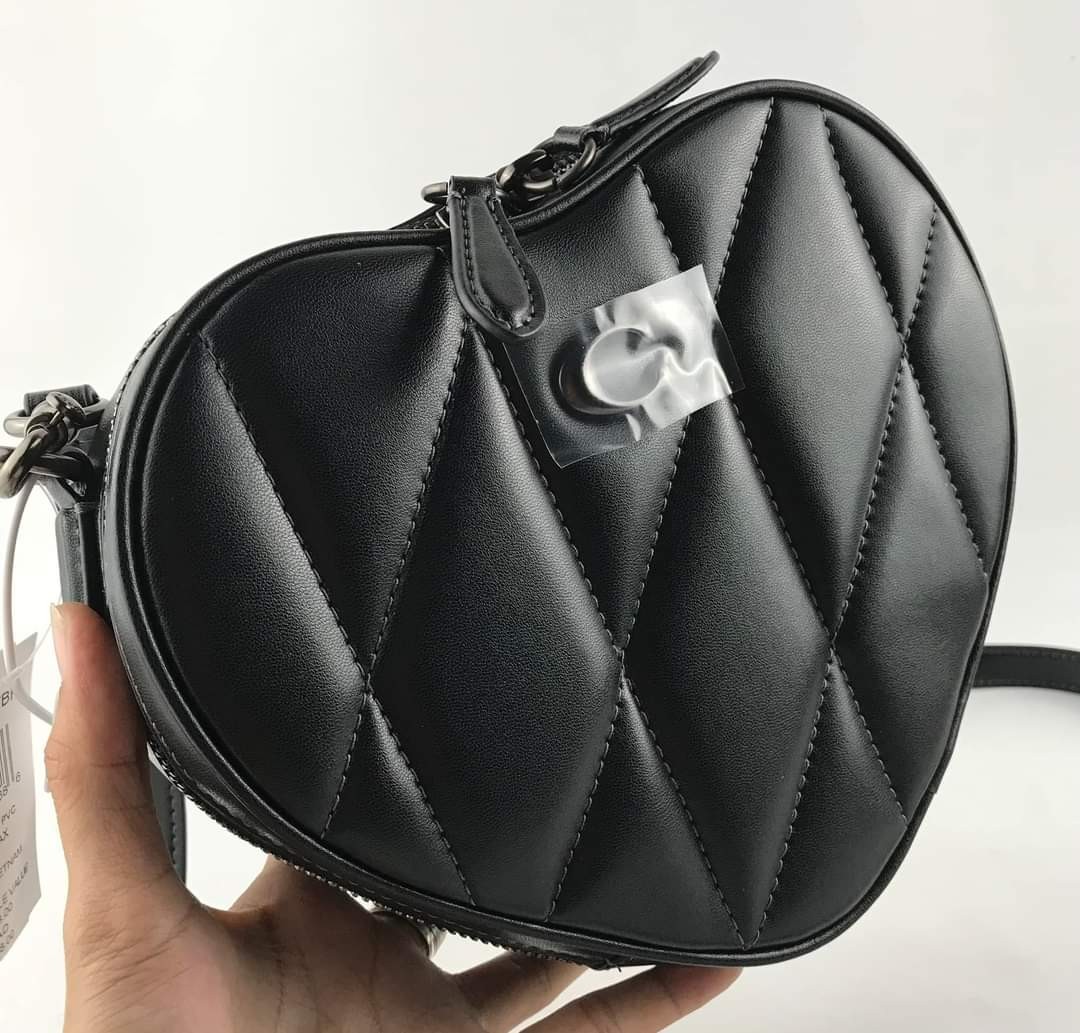 Coach Heart Shaped Crossbody Bag With Quilting In V5 Black