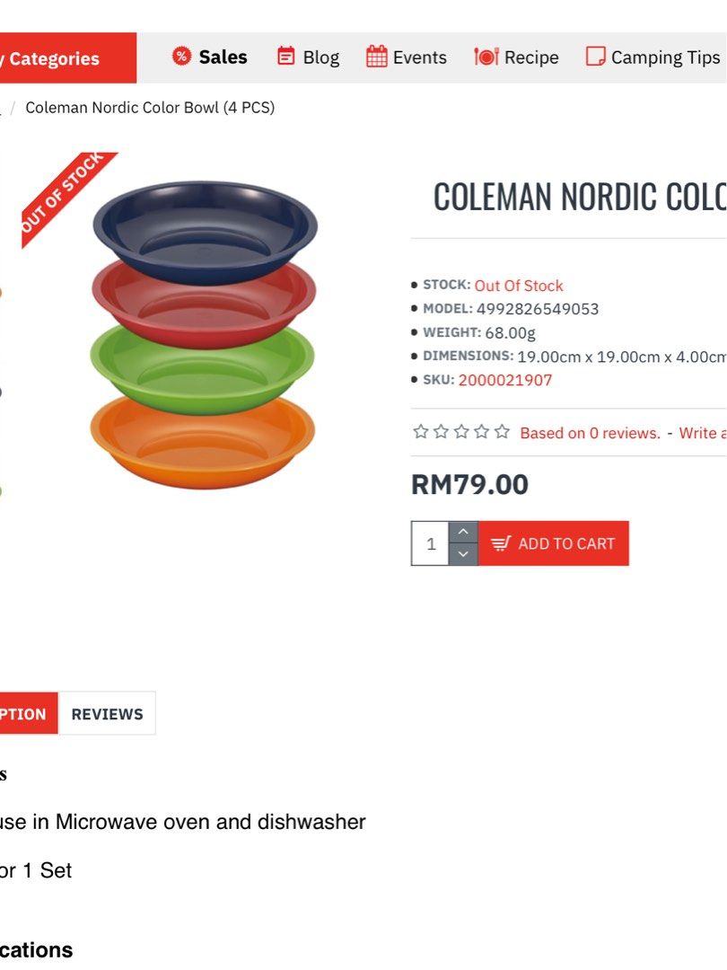 Coleman Camping Plates, Sports Equipment, Hiking & Camping on Carousell