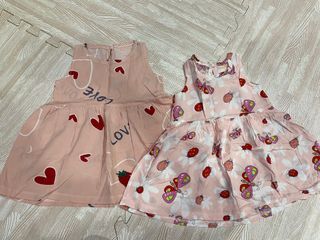 Cotton Dress Light Pink Heart Butterfly for Baby Girl
