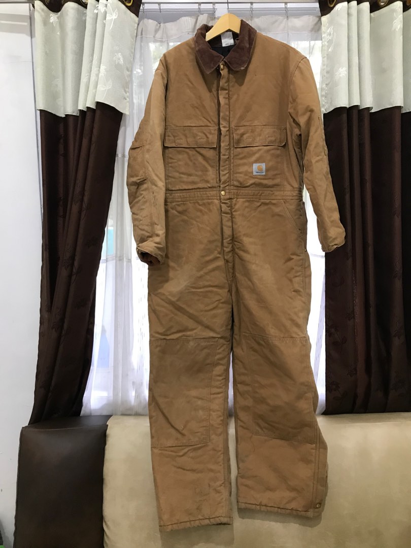 Carhartt Mens Loose Fit Washed Duck Insulated Coverall, Carhartt Brown