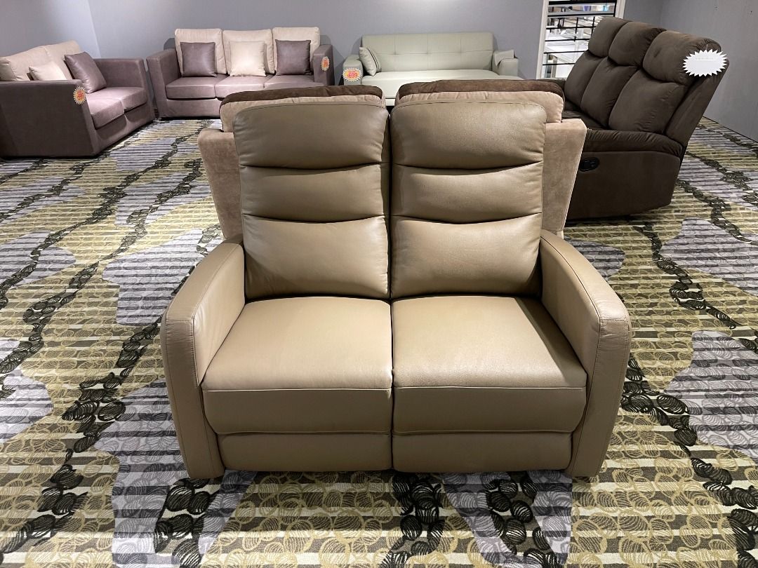 Cowhide Leather 2 Seater Recliner Sofa, Furniture & Home Living