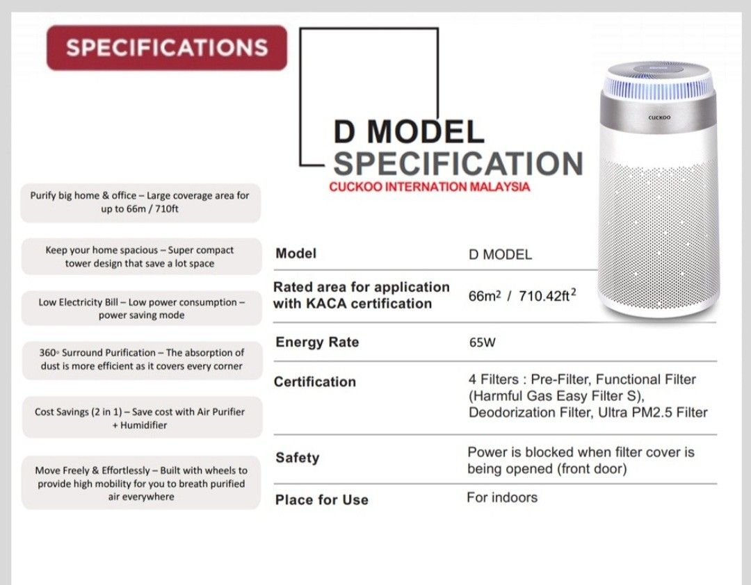 Cuckoo d model outlet filter