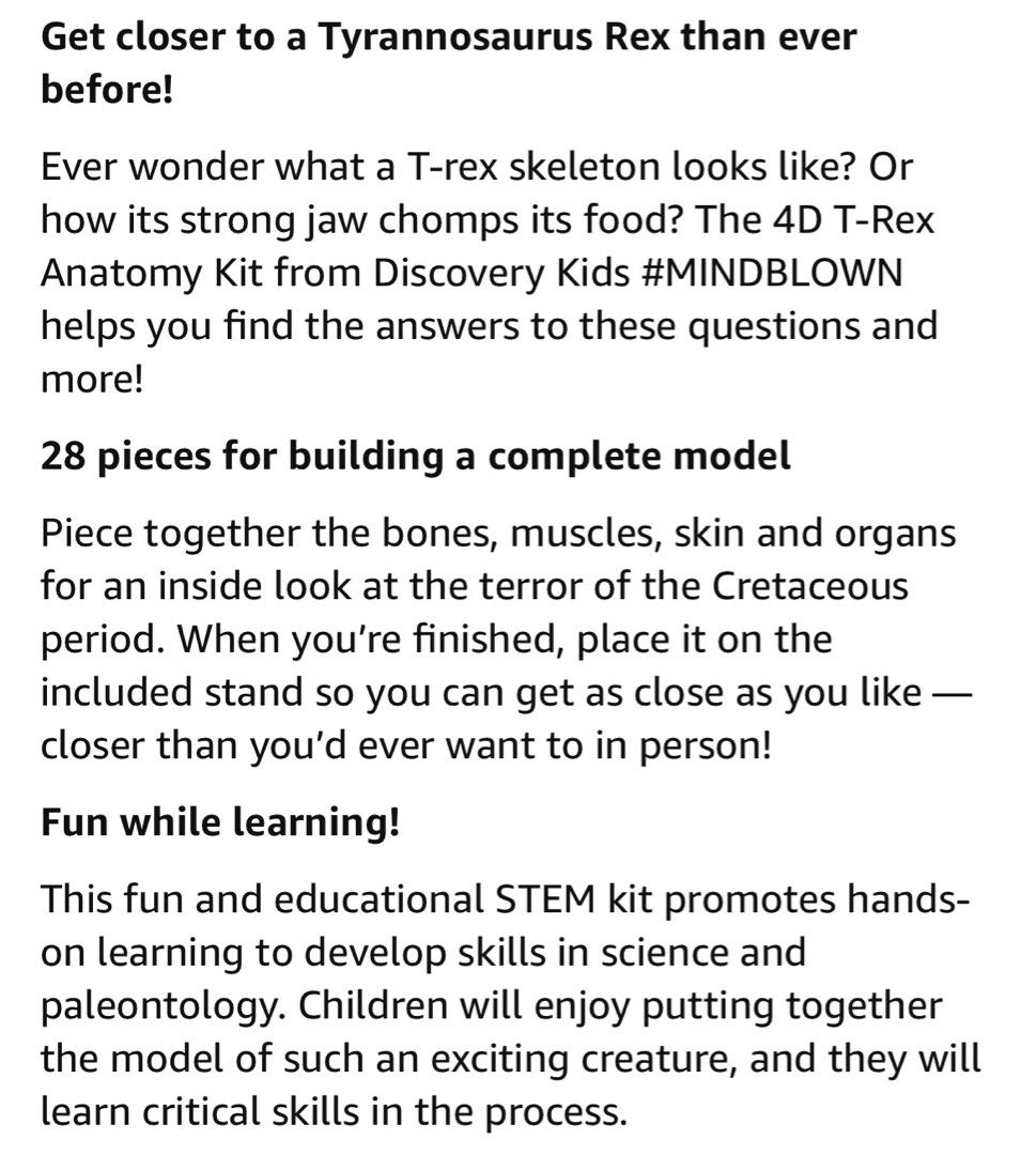 Discovery Mindblown 4D TREX Anatomy Kit Interactive Dinosaur Model