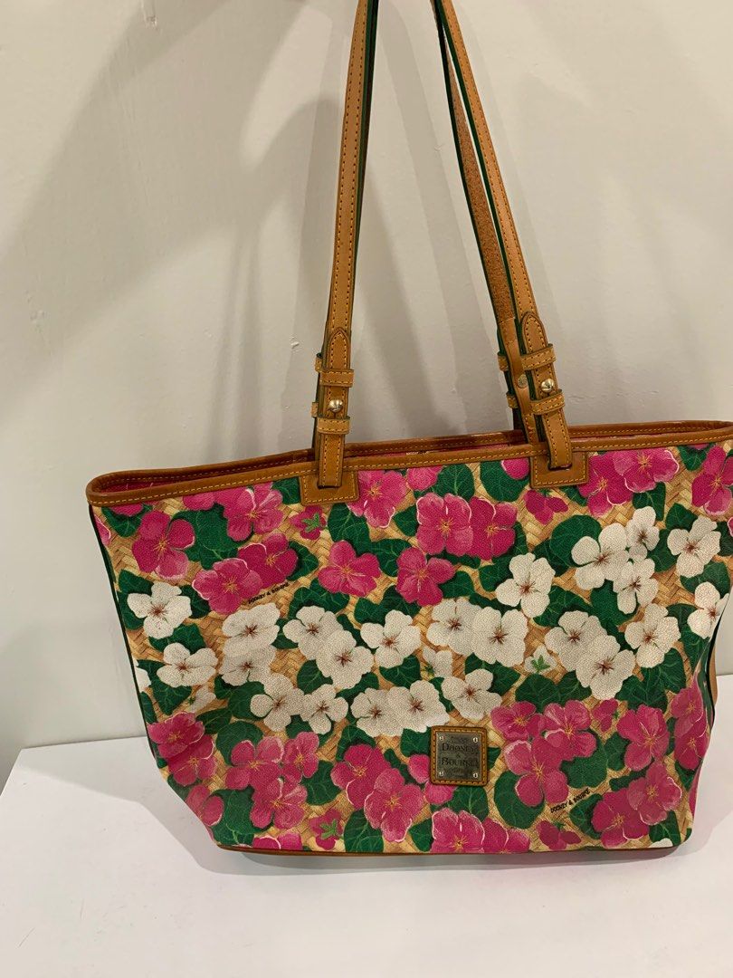Dooney and Bourke Shoulder Bag Tote Bag Beach Bag Floral Bag Brown Bag Pink Bag