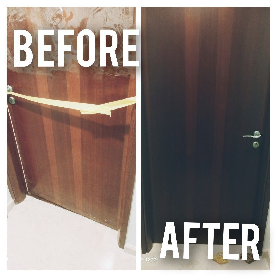 Door Sanding varnishing Door painting Door Refurbishing service HDB