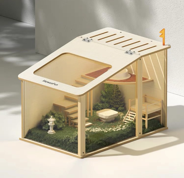 Visual Reference: Double Storey Hamster Wooden Cage Modern House Pet Supplies Homes