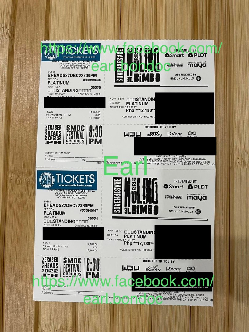 Eraserheads concert platinum ticket, Tickets & Vouchers, Event Tickets