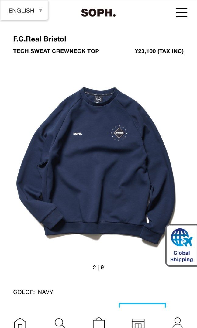 F.C.Real Bristol TECH SWEAT CREWNECK TOP, 男裝, 上身及套裝, 衛衣