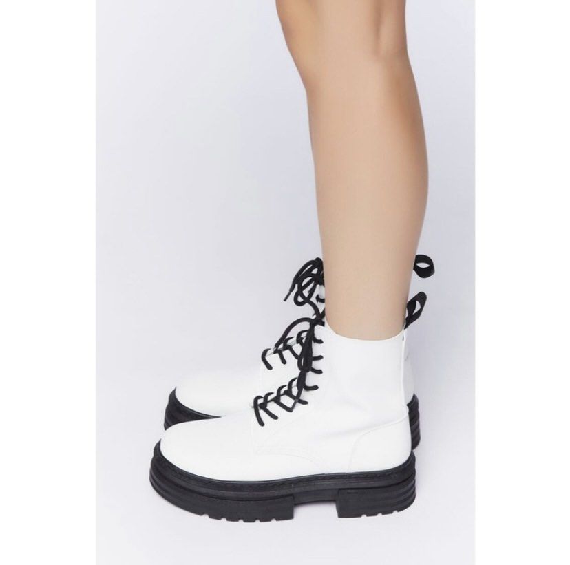 Forever 21 white combat outlet boots