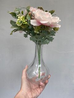 Glass Vase with Artificial Flower