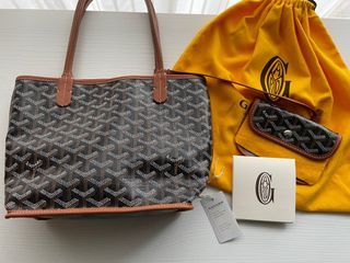 Goyard 二手近新 雙面 黑拼棕 Anjou Mini Bag tote