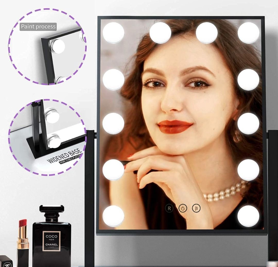 Hollywood Tabletop Vanity Mirror with Lights (Category: Mirrors) located in Marikina City. Submitted by skowshop (Listing ID 1203113034, Image 2). Description: Brand BSLE Room Type Bedroom Shape Rectangular Product Dimensions 18"L x 14.4"W Frame Material Aluminum Want to experience professional makeup like a star? Try the BSLE Hollywood vanity mirror with lights! The dimmable mirror simulates natural sunlight, illuminating your face more clearly 