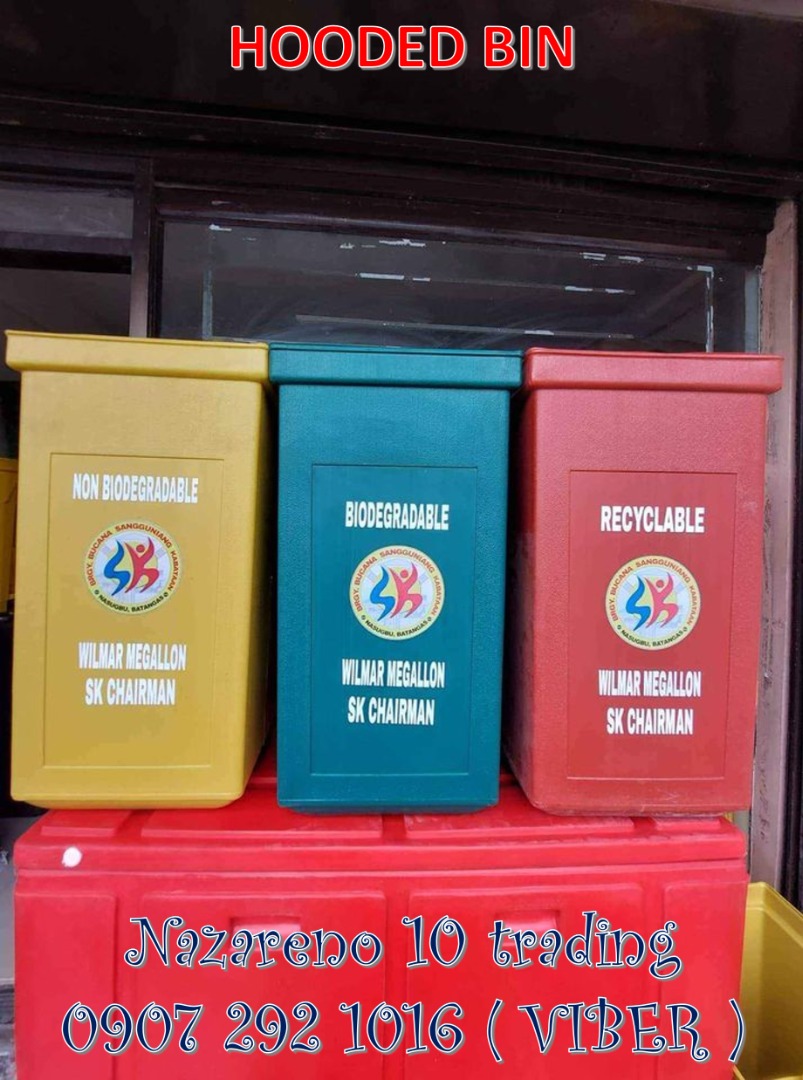 Hooded bin trash bin segregation bin 358, Furniture & Home Living