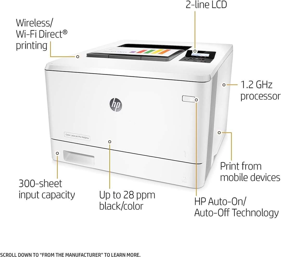 HP Color LaserJet Pro M452nw 快速打印, 電腦＆科技, 打印機及影印機